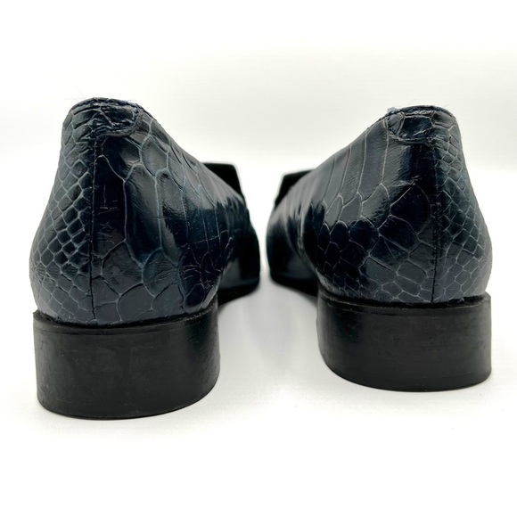 L’INTERVALLE BLUE SNAKE EMBOSSED LEATHER LOAFER BLOCK HEEL SLIP ON SHOE SPAIN 38 - Picture 5 of 13
